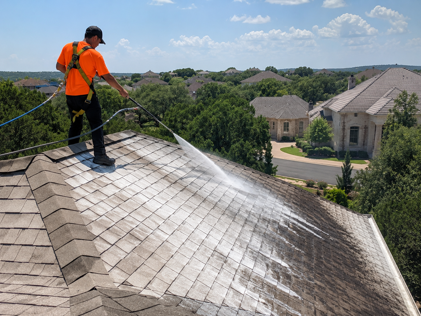 Roof Soft Washing Services in Austin, TX and Surrounding Areas