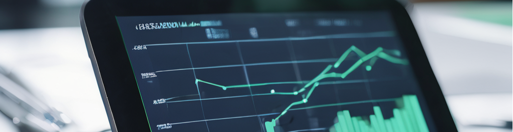 Tablet screen displaying a financial chart and graph for budgeting Tablet screen displaying a financial chart and graph for budgeting
