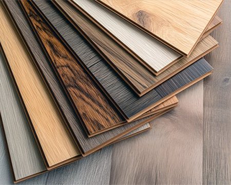 a close-up of different wood samples