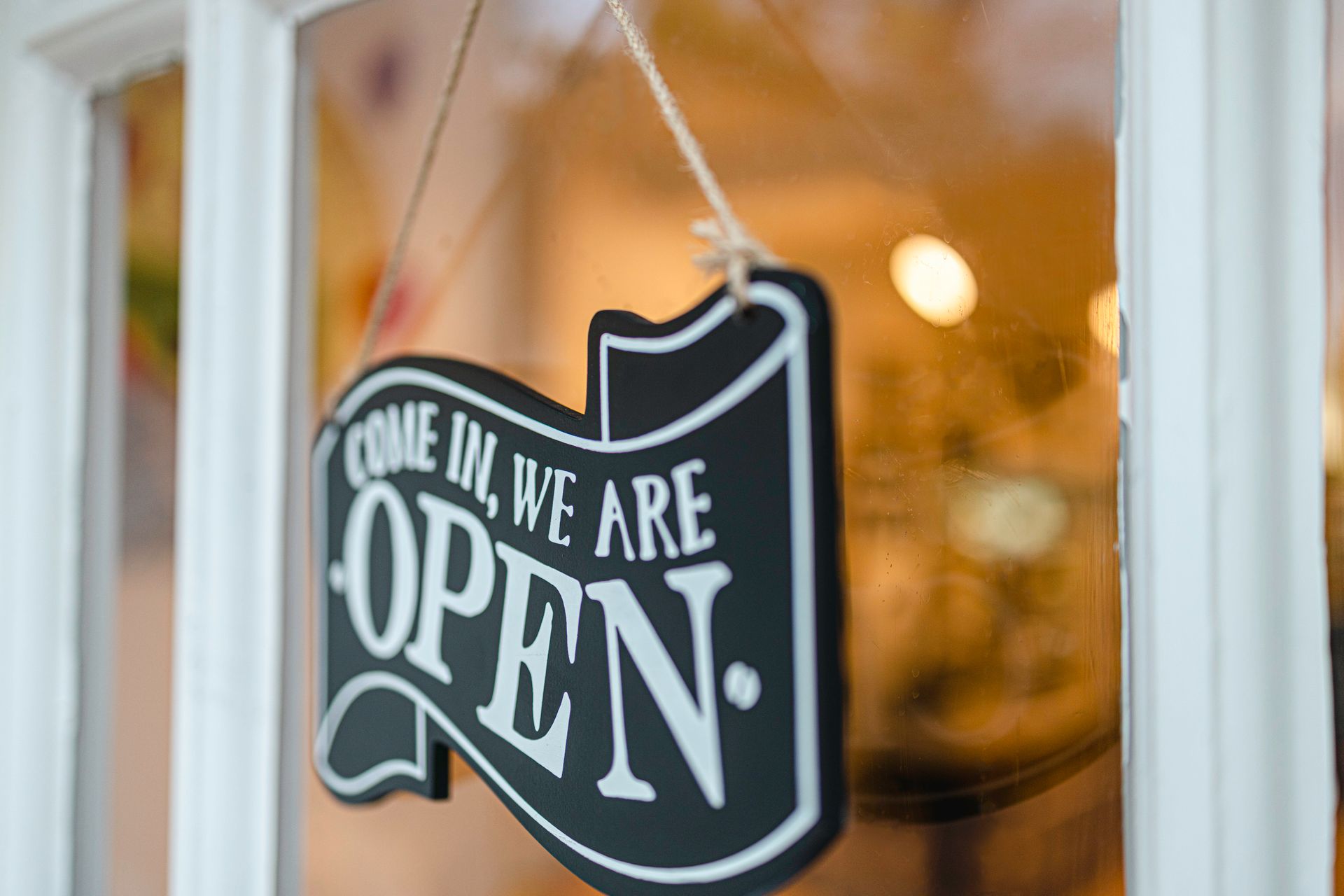 a sign on a string